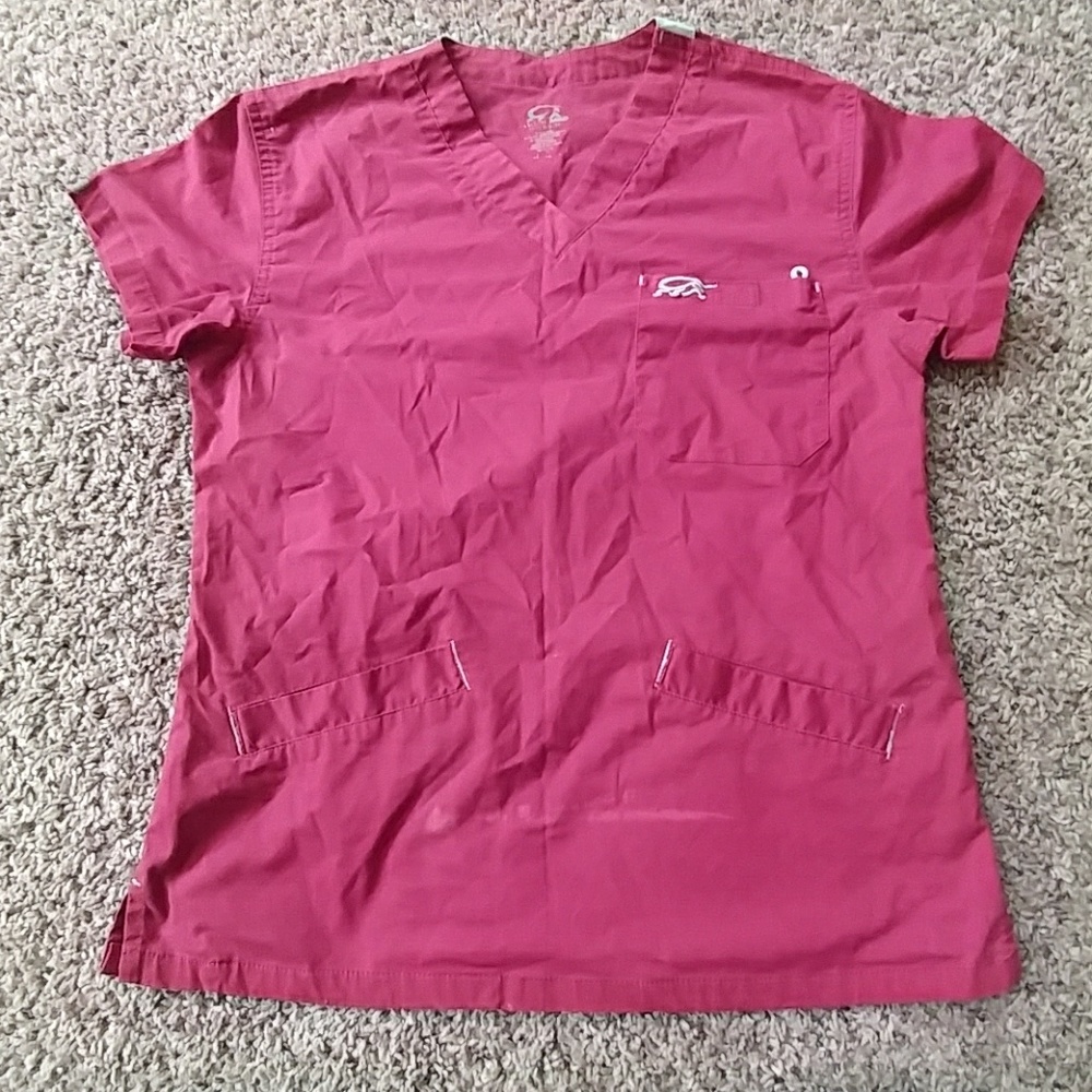 Red scrub top